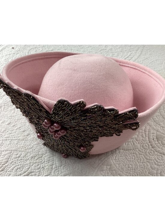 Mr. John Classic*Excello Vintage Pink Bollman Wool Hat* Bugle Beads*1950s Style main image 6